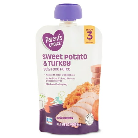 Parent's Choice Stage 3 Baby Food, Sweet Potato & Turkey, 3.5 oz Pouch