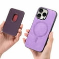 thumbnail image 4 of For Iphone 15 Plus Retro Magsafe Card Bag Pu Back Cover Phone Case(Purple),iPhone 15, 4 of 8