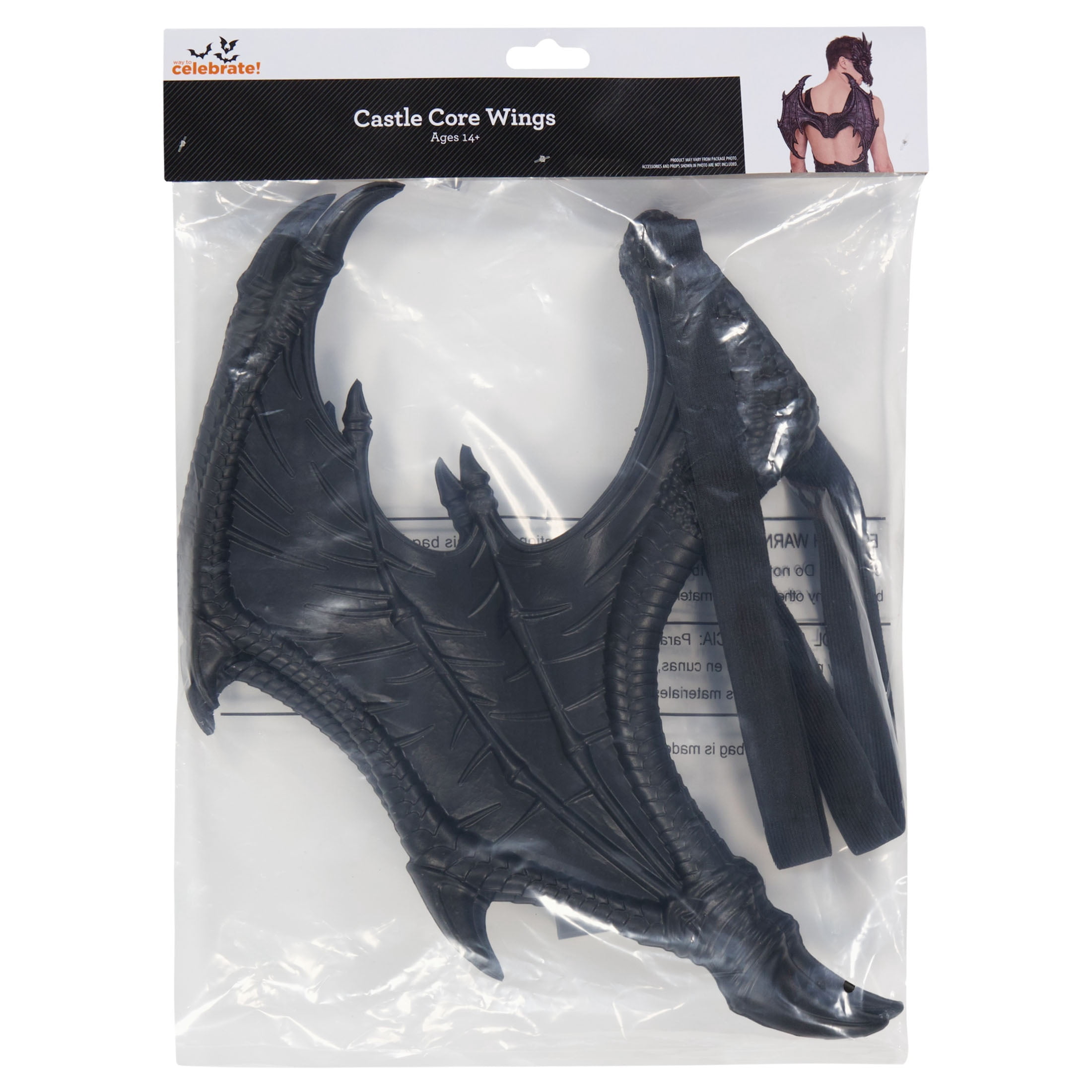 Castle Core Wings Costume Accessory for Adults, Black, Halloween by Way To Celebrate