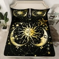 thumbnail image 2 of Manfei Western Tribal Sun Queen Sheet Sets, Mystic Hippie Moon Print Flat Sheet, Boho Stars Galaxy Queen Fitted Sheet, Lightweight Room Decor, 4-Piece, 2 of 7