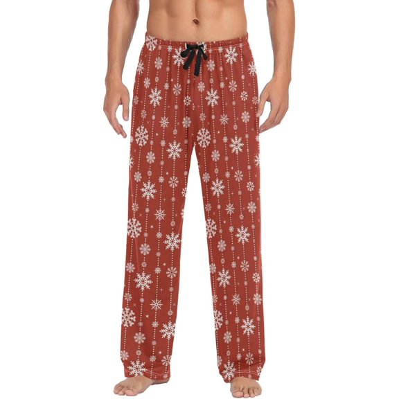 GZHJMY Chrismas Snowflake Pajama Pants for Men, Lounge Pants Lightweight Men Pajama Bottoms with Drawstring Pockets, Christmas New Year Birthday Gifts, X-Large