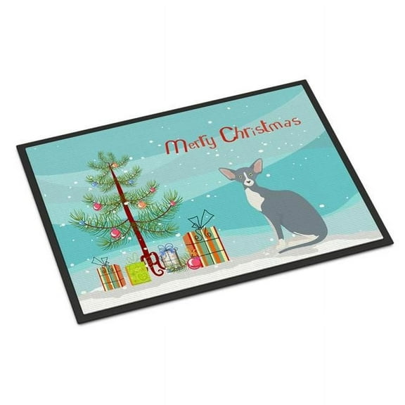 Carolines Treasures CK4785JMAT 24 x 36 in. Peterbald Cat Merry Christmas Indoor or Outdoor Mat