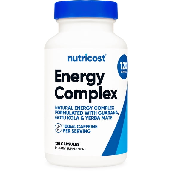 Nutricost Natural Energy Pills Complex 120 Capsules, 100mg Caffeine - Gluten Free - Non-GMO