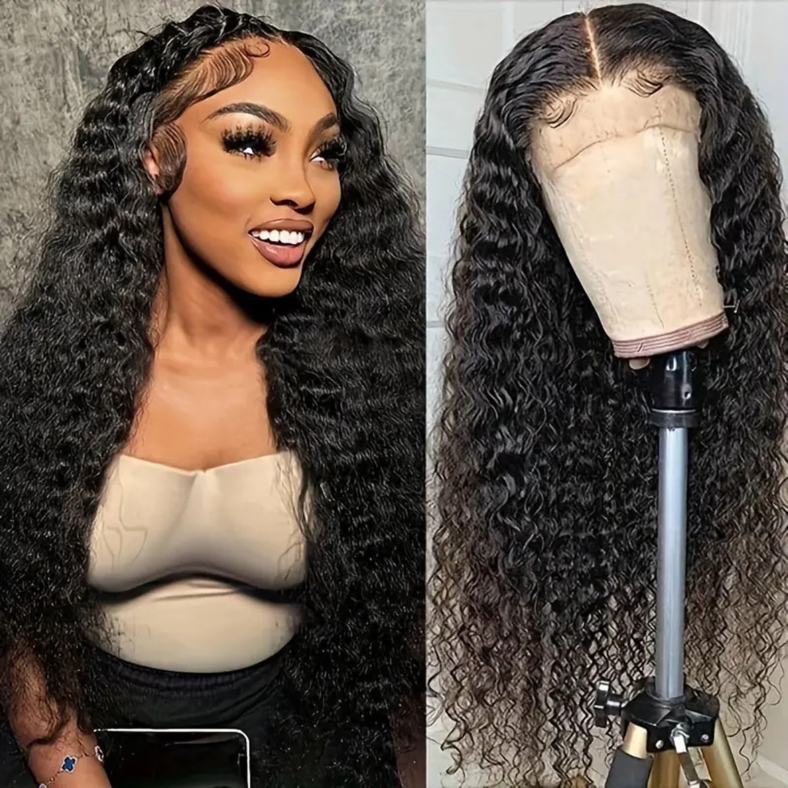 Taylonsss Front Lace Wigs Hair Pre Plucked Wigs Hair Glueless Wigs Human Hair For Black Women Brazilian Wig Water Ripple Corn Perm 65cm