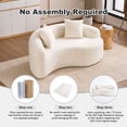 thumbnail image 3 of Living Room Sofas LY-042 S-Curved Chenille Sectional Sofa: Dual-Depth (21.3" & 26.8"), White, No Assembly, Compact for Small Spaces, 400 lbs, 66.9" L,Comfortable Sofas, 3 of 12