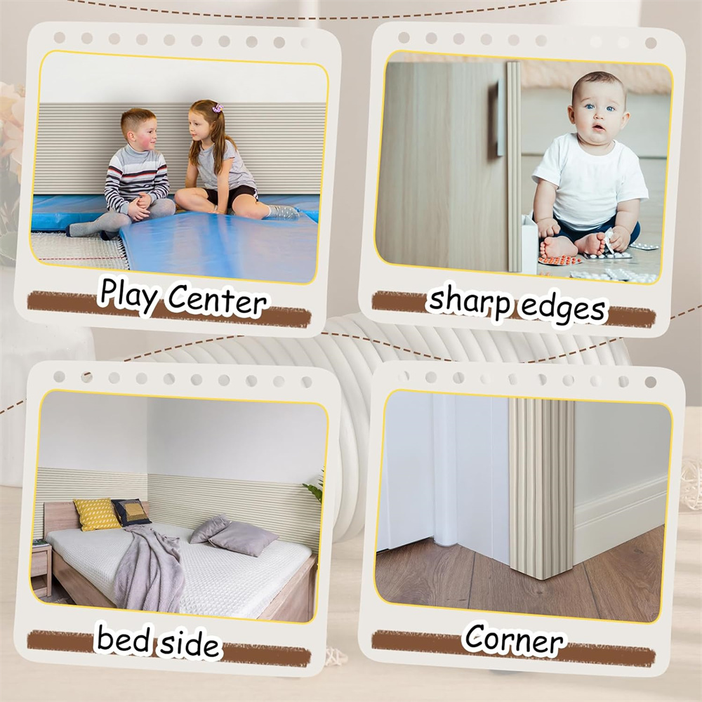 NOGIS 15.8 x 78.7 Inch Anti Collision Wall Padding for Kids Padded Wall Panels 3D Self Adhesive DIY Headboard for Autism Playroom Nursery Bedroom Living Room Corner Guards (Light Gray)