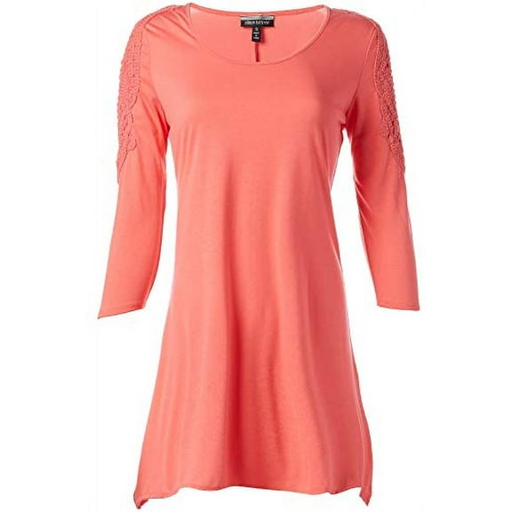 Allison Brittney Women's Cold Shoulders 3/4 Sleeve Scoop Neck Top with Sharkbite Bottom, Pink, S