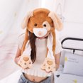 thumbnail image 1 of Lindo juguete con un mechón de gorro de actividad con orejas largas, gorro con bolsa de aire con orejas de conejo, regalo infantil para mujeres en otoño e invierno., 1 of 6