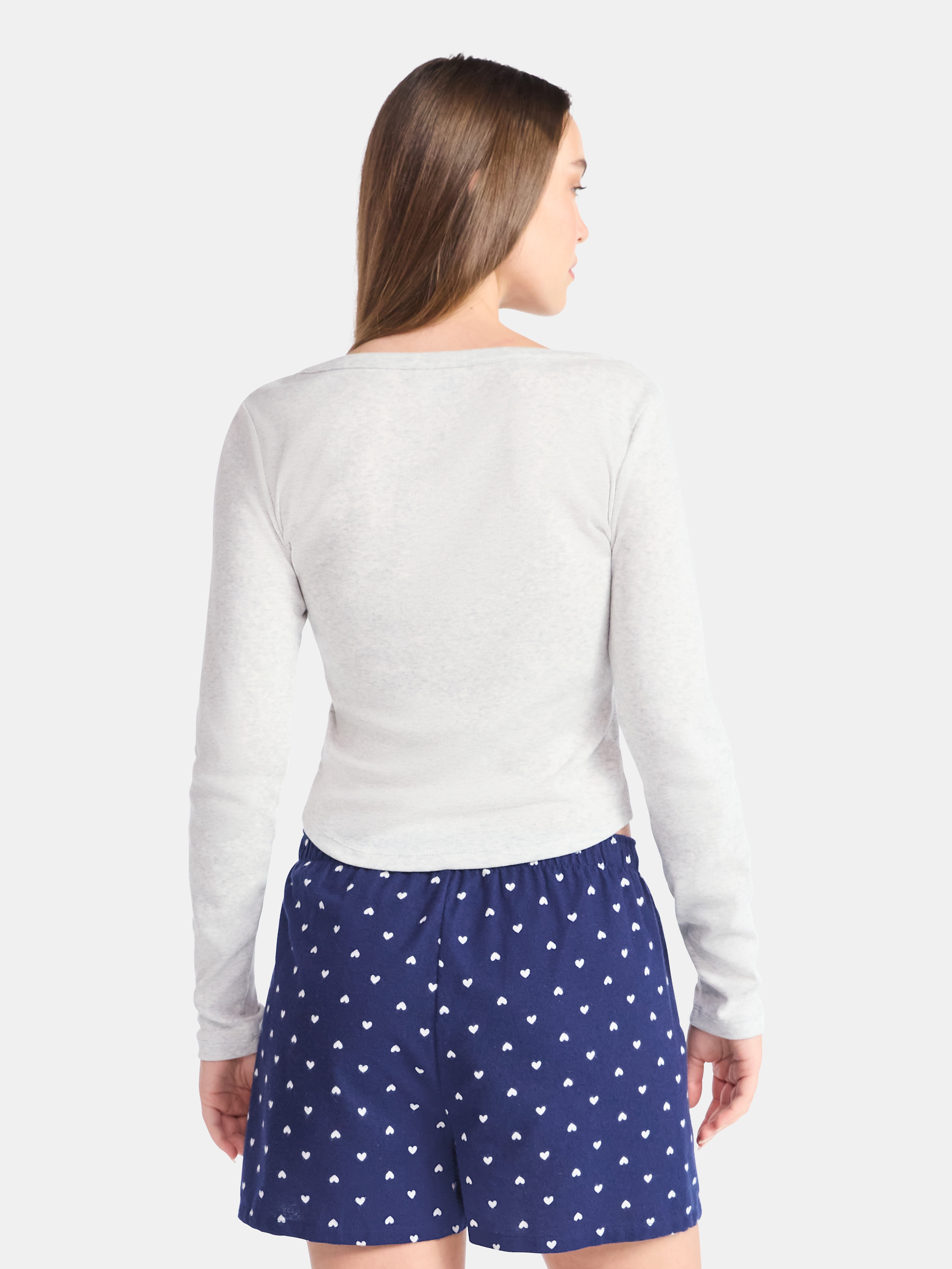 No Boundaries Henley Top with Long Sleeves, Women’s Sizes XXS-XXL
