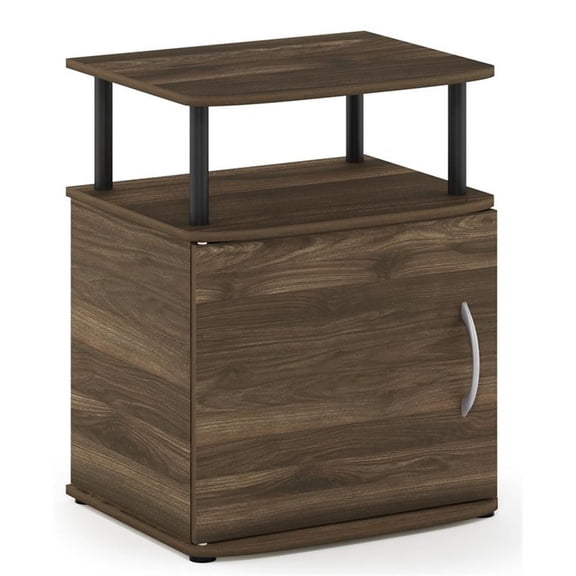 Pemberly Row Engineered Wood End Table in Columbia Walnut/Black