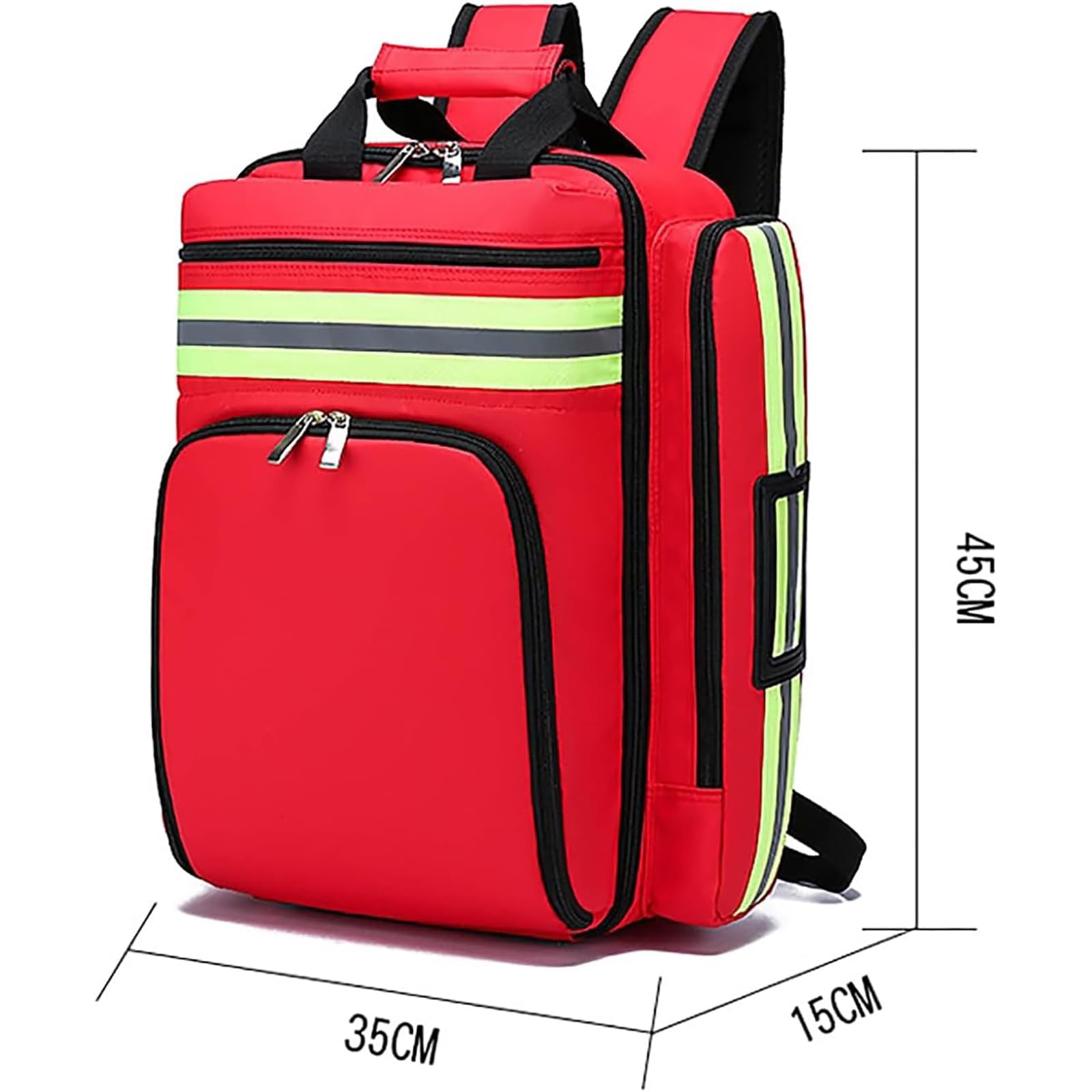 High Capacity First Aid Kit Empty Bag, Family First Aid Organiser with Multiple Pockets and Reflective Strip Design, Large Capacity Emergency Treatment Backpack for Home and Travel