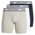 thumbnail image 1 of JACK&JONES calzoncillos bóxer para hombre, pack de 3 - JACSOLID, algodón elástico, color liso Gris/Blanco/Azul marino S (Small), 1 of 5