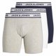 thumbnail image 1 of JACK&JONES calzoncillos bóxer para hombre, pack de 3 - JACSOLID, algodón elástico, color liso Gris/Blanco/Azul marino S (Small), 1 of 5