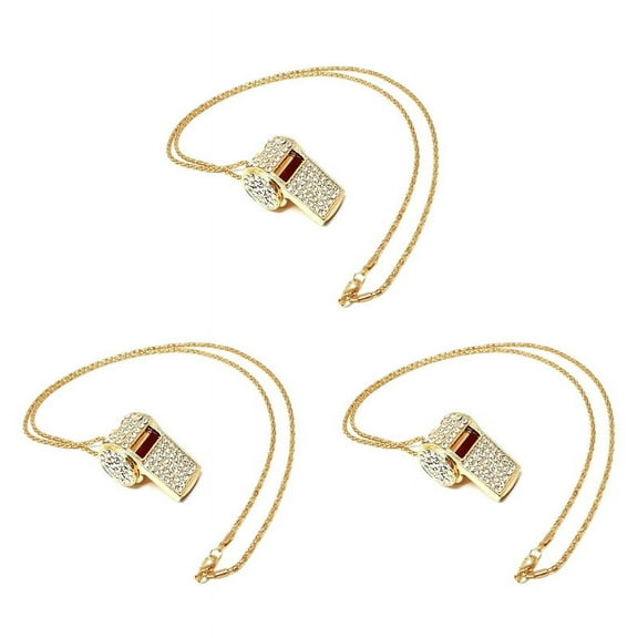 3X Whistle, Metal Crystal Rhinestone Shining Whistle with Keychain for Referees, Coaches, Teachers