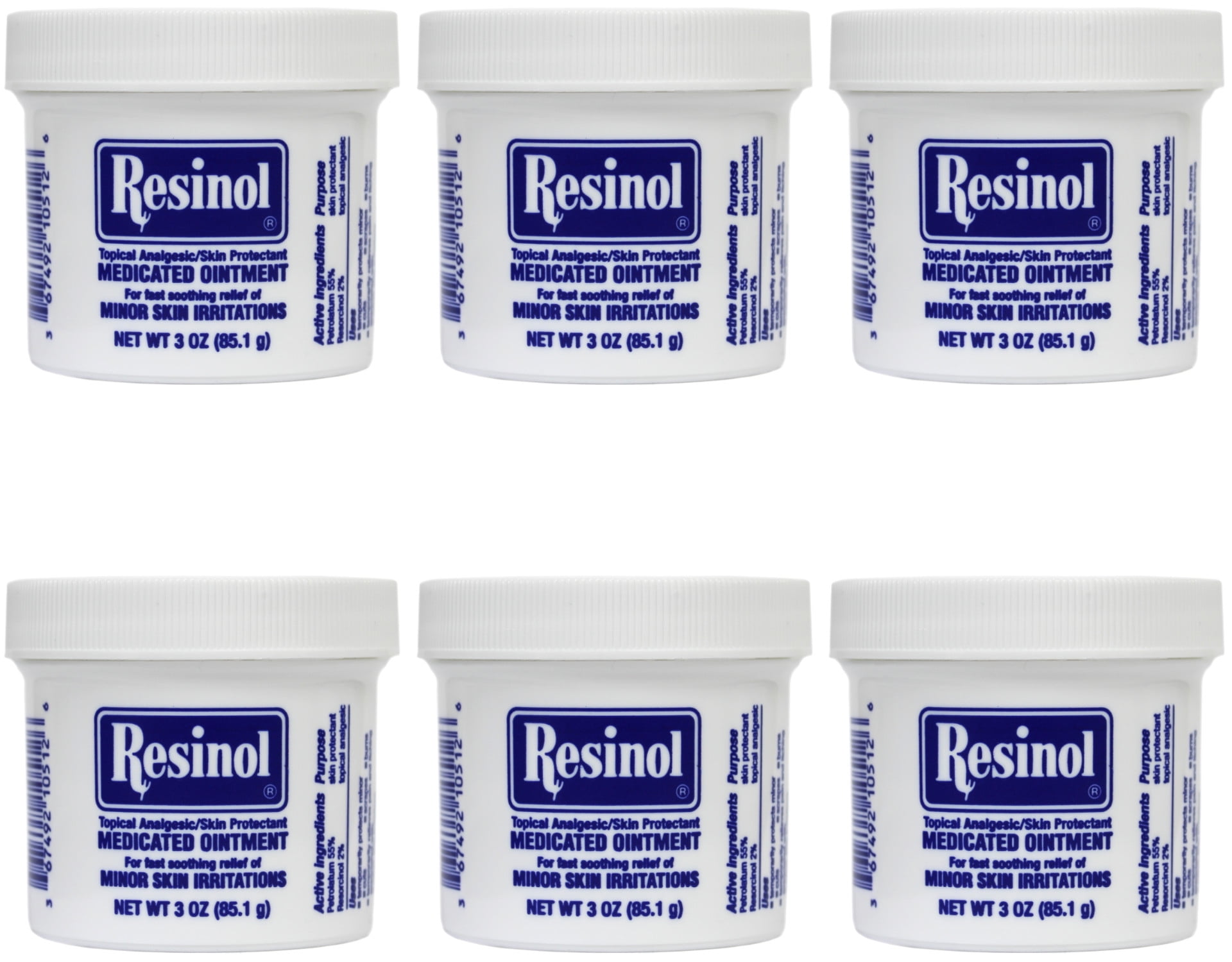 Pack of 6 Resinol Medicated Ointment for Pain Relief and Protection of