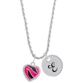 thumbnail image 1 of Delight Jewelry Silvertone Hot Pink Zebra Print Heart Silvertone Script Initial Disc - E - Charm Necklace, 20"+3", 1 of 4