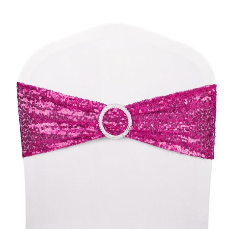 

10-100 Spandex Sequin Chair Cover Sashes Bows Bands Xmas Wedding Banquet Decor
