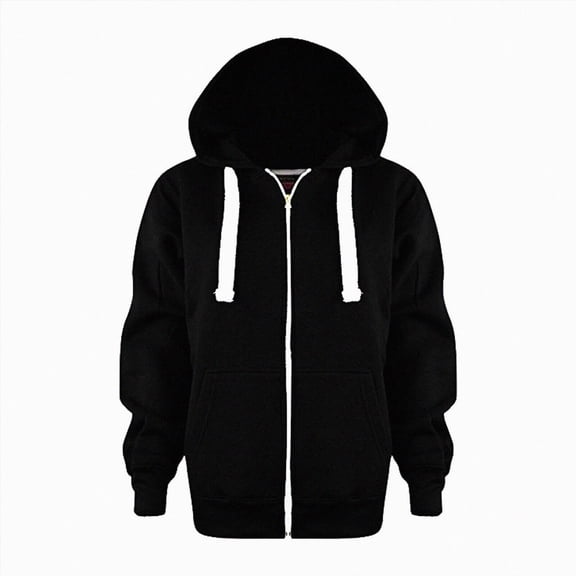 Sopiago Kids Soft Fleece Casual Sweatshirt Zip up Hooded Sports Jacket with Pocket Boys Girls Athletic Hoodie(Black,9-10 Years)