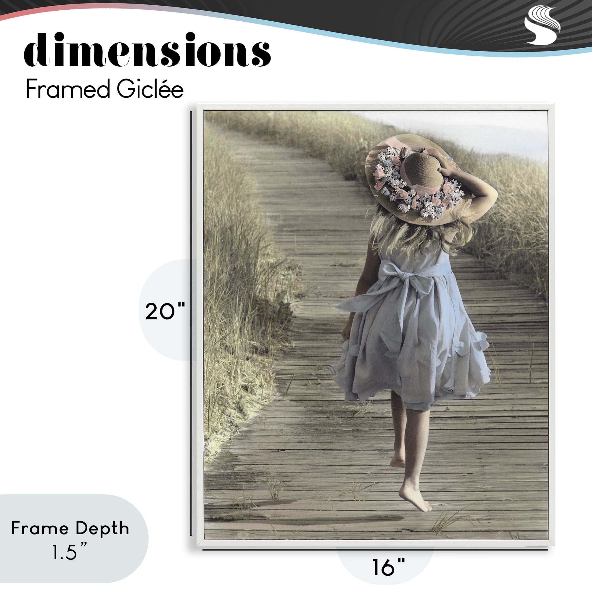 Stupell Industries Girl With Sun Hat Walking White Framed Giclee Art, design by Kendra Dew