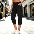 thumbnail image 5 of Womens Cargo Pants with Multi-Pockets,Athletic Capri Pant Stretchy Elastic Waist Carpenter Trouser with Pockets, 5 of 8