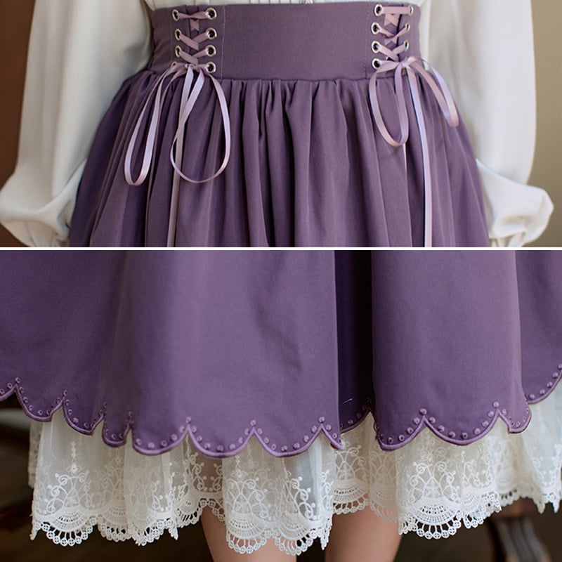 Vintage Long Skirt Women Summer High Waisted Lace Up Pleated