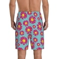 thumbnail image 3 of Kdxio Daisies Flowers Print Mens Sleep Shorts Bottoms Soft Comfy Pajama Wear Pants with Drawstring Pockets, 3 of 7