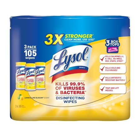 - Lysol Disinfecting Wipes, Lemon & Lime Blossom, 105ct (3X35ct)