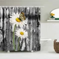 thumbnail image 2 of Old Wood Grain Flower Butterfly Waterproof Shower Curtains for Bathroom Bath Multi-size 3D Printed Curtain, 2 of 6