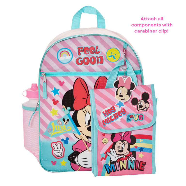 Pink Girls Disney Minnie Mouse Backpack 16 inch with Lunch Bag Set, Girl's