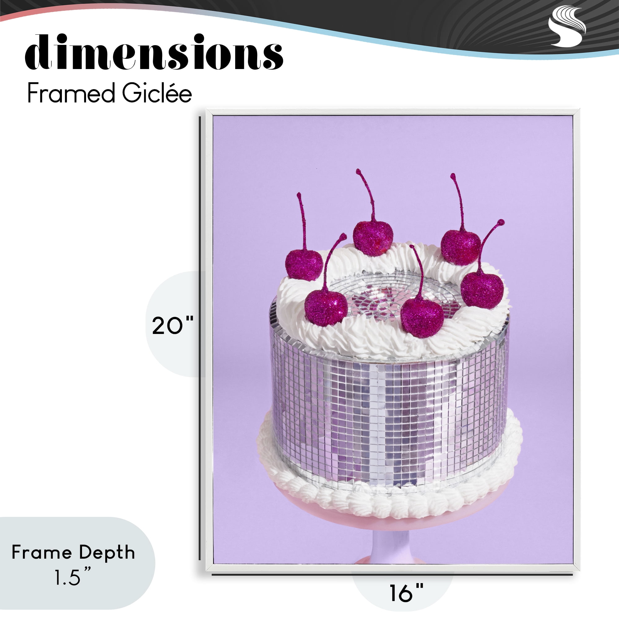 Stupell Industries Gleaming Disco Cake White Framed Giclee Art, design by LISH Creative