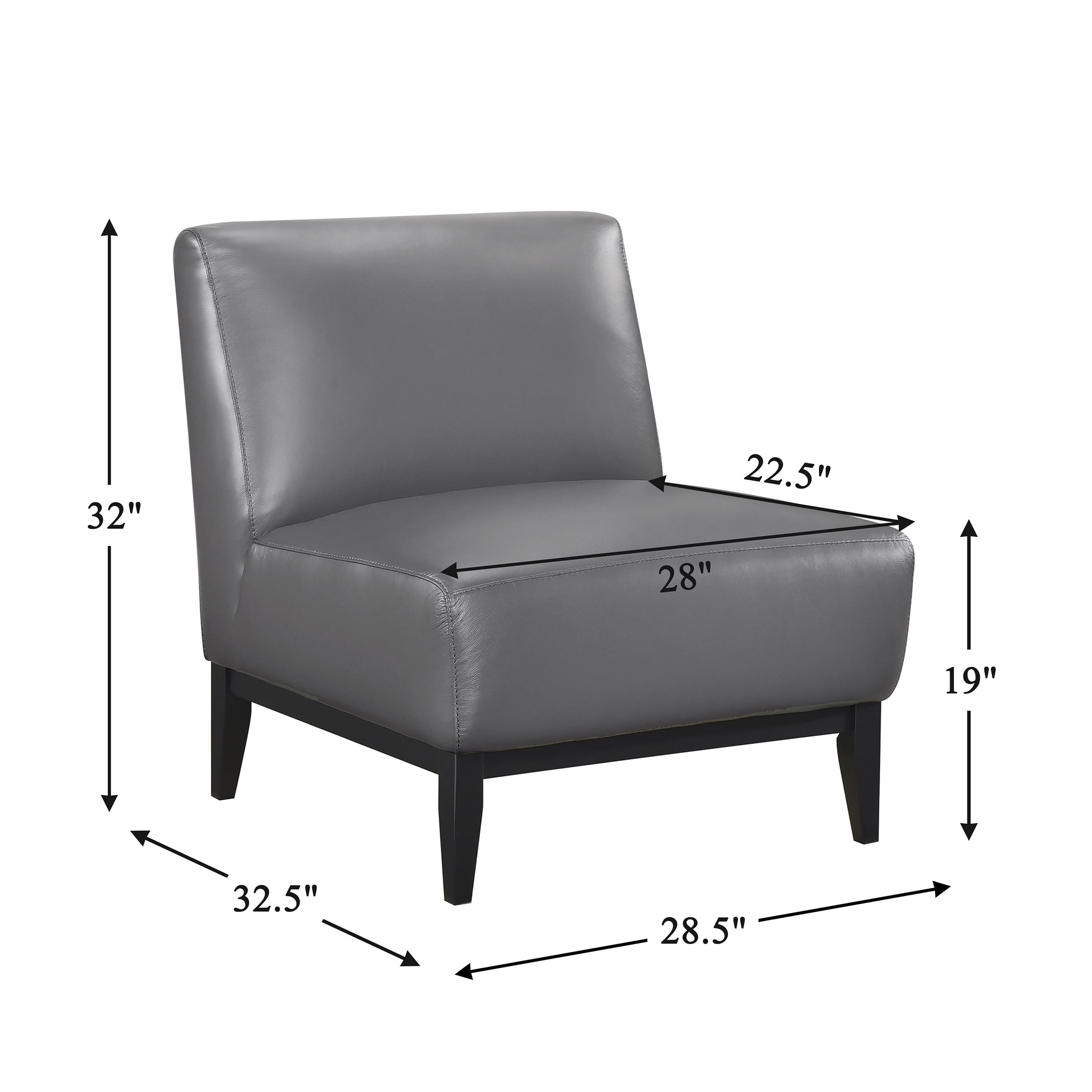 OakvillePark Mossmere Leather Accent Chair, Dark Gray