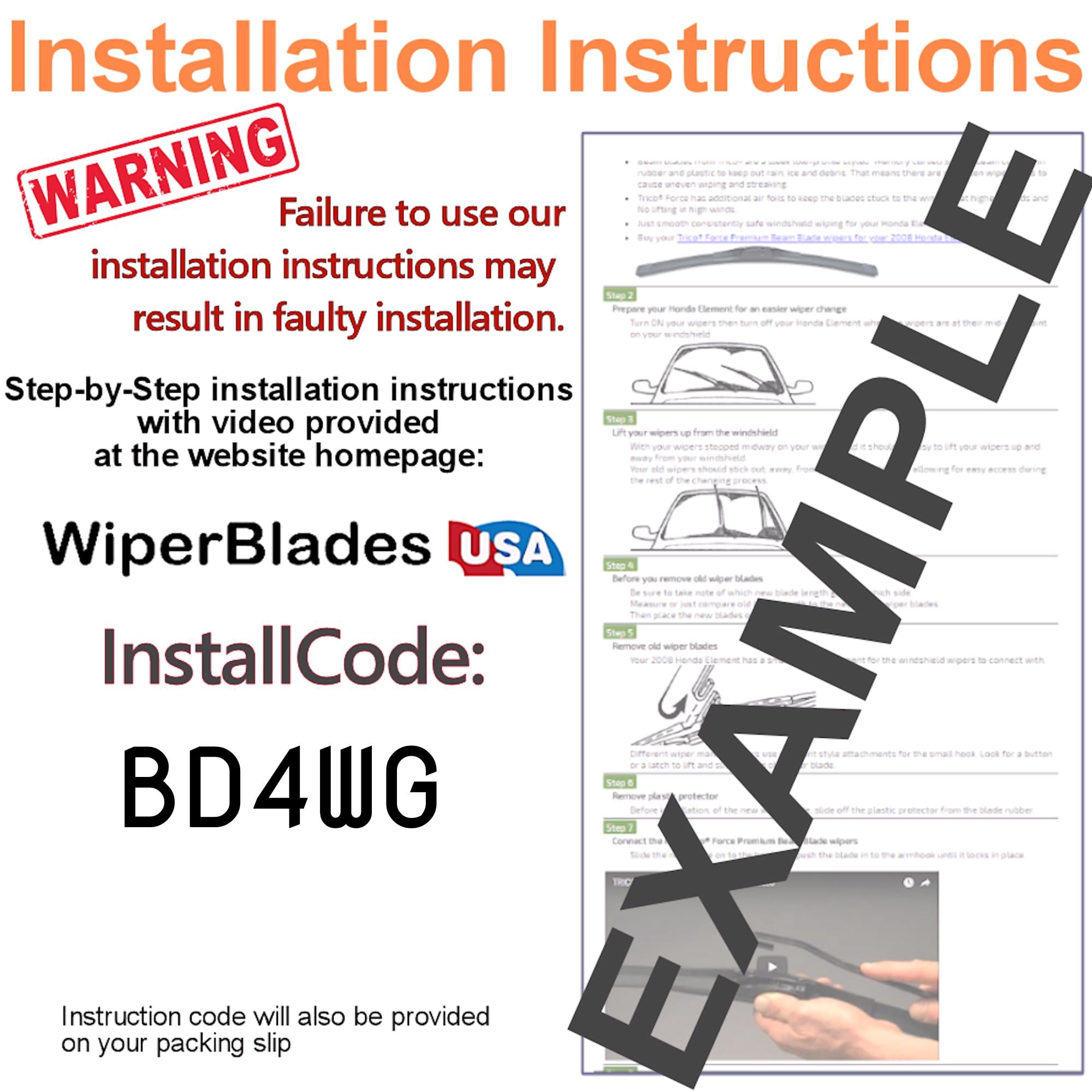 2014 Subaru Impreza Base Beam Wiper Blades Wipers w/1yr Warranty (Set of 3) w/Rear Wiper (WiperBladesUSA)