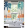 thumbnail image 2 of Boho Summer Beach Sheer Curtains 63 Inch Length 2 Panels Set, Abstract Tropical Palm Trees Burlap Voile Window Treatment Rod Pocket Curtains Sheers Drapes for Bedroom/Living Room/Kitchen 52x"63"x2, 2 of 7
