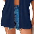 thumbnail image 3 of Women'S Short Sleeve Cardigan Summer Cardigan Casual Loose Beach Cover-Up Curved Hem Dark Blue S, 3 of 5
