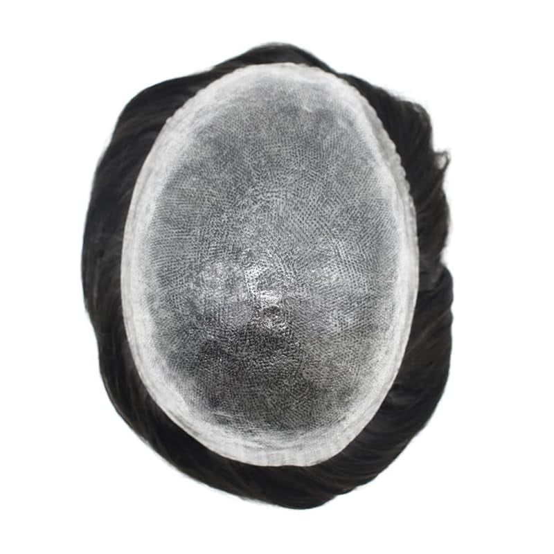 Toupee for Men Hairpiece Replacement System Male Prosthesis Full Poly Thin Soft Human Hair Piece 8X10 Injected PU Durable Skin Mens Wig #1B off Black