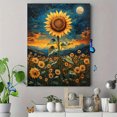 thumbnail image 4 of Qisvanset Framed Canvas Wall Art 12x16 Inch Moonlit Sunflower Starry Night Botanical Art, 4 of 5