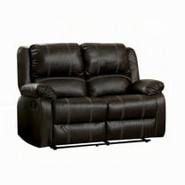 Zuru Motion Manual Recliner Loveseat, Pillow Top, Brown Faux Leather