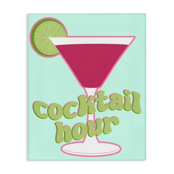 Stupell Industries Retro Cocktail Hour Food & Beverage Painting Wrapped Canvas Art Print Wall Art, 16 x 20