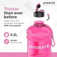 thumbnail image 3 of HYDRATE Transparent Pink Half Gallon Water Bottle - BPA Free, Flip Cap, Ideal for Gym or Outdoor Activities, 3 of 7