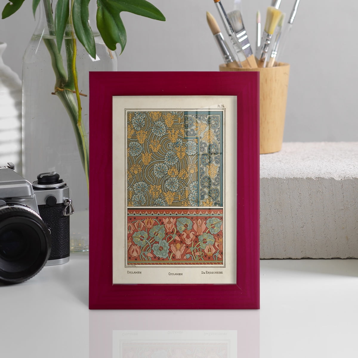 Nouveau Decorative I - Framed Print w/glass - Cherry Red