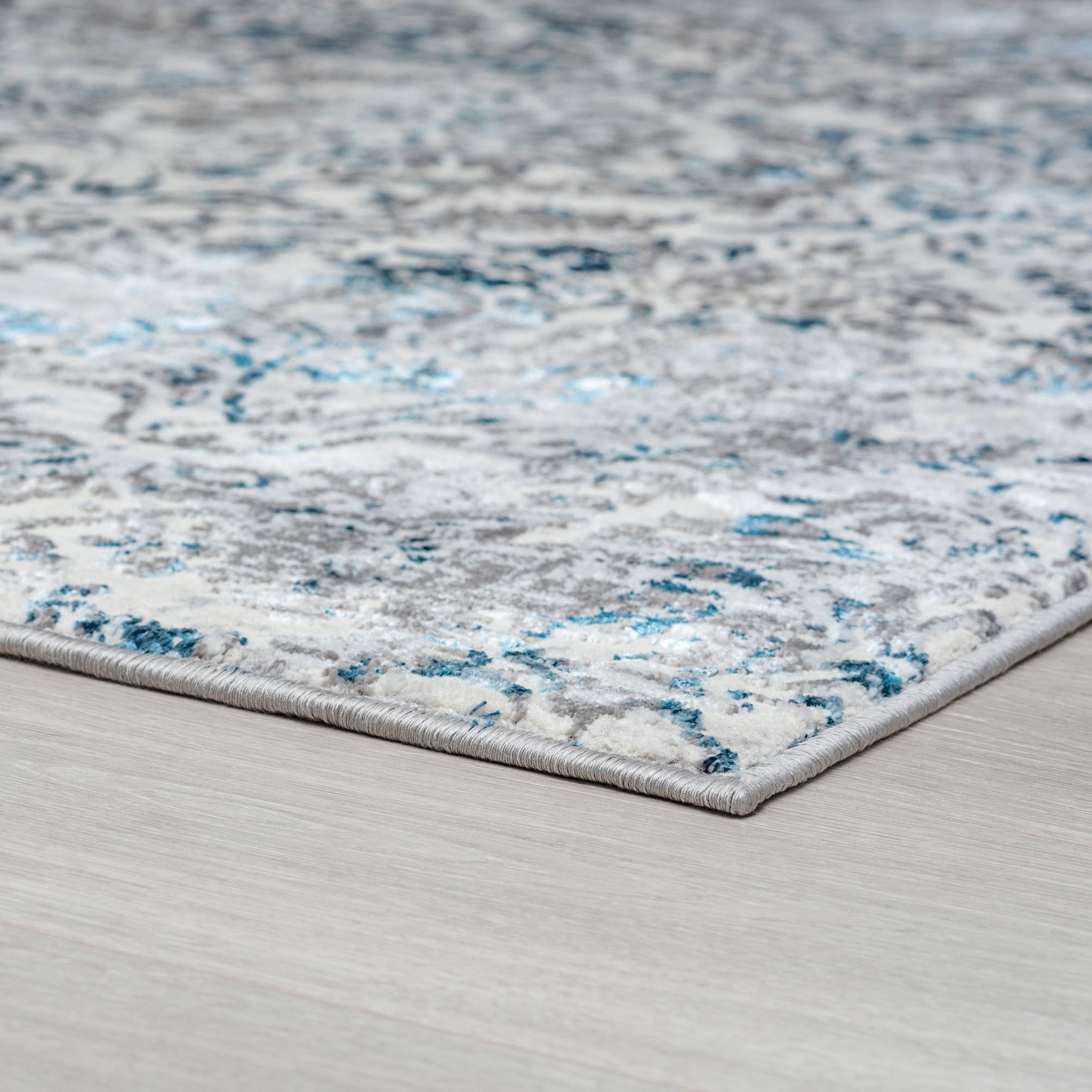 Antik Transitional 5' x 7' Blue and Gray Polypropylene & Polyester Indoor Area Rug