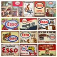 thumbnail image 2 of 14 Piezas Placa Metal Rectangular Pintura Hierro Esso Gasolinera Serie Arte 20x30cm, 2 of 9