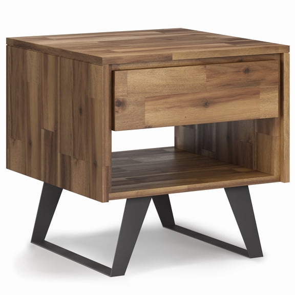Simpli Home Lowry 22" W Square End Side Table in Golden Wheat