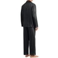 thumbnail image 3 of INSPIRAR CHIC Conjunto de Pijamas Casuales de 2 Piezas de Satén de Manga Larga a Rayas para Hombre del Día del Padre 2XL Negro, 3 of 6