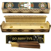 Soul Sticks 7 Chakras OM Handmade Carved Incense Burner Wooden Coffin Box with Storage Includes Free Gift Go Away Evil Incense Sticks