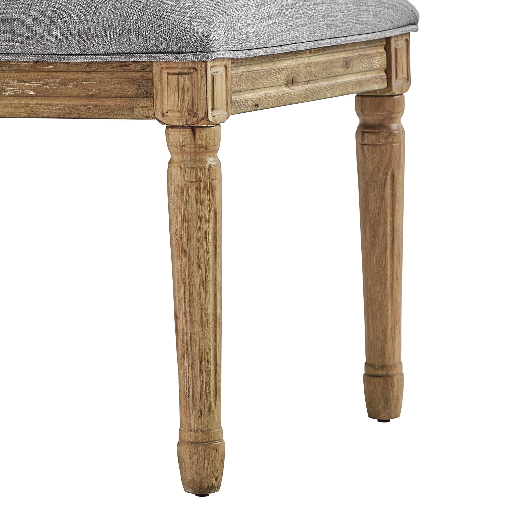 Weston Home Amadell Round Linen and Wood Dining Chairs, Set of 2, Grey Linen, Natural Finish