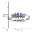 thumbnail image 5 of Sterling Silver Rhodium 3 Stone Tanzanite and Diamond Ring QR6790TZ, 5 of 5