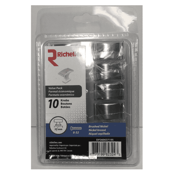 Richelieu Traditional Metal Bar Knob - Set of 10