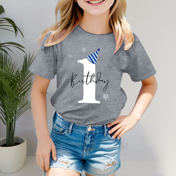 Toddler Kids Girls Boys T Shirts Short Sleeve Shirts Print Soft Crewneck Top For Playwear Casual Outfits Summer Tops Tees 1-2 Years