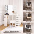 thumbnail image 1 of GloryStar Vanity Desk with Mirror and Light, Makeup Vanity Desk with Power Strip, and 5 Rotating Drawers, 3 Color Lighting, 1 of 6